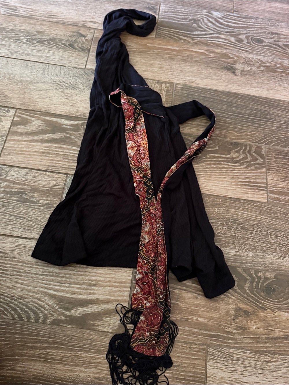 NWT free people black halter top with tassel fabric tie